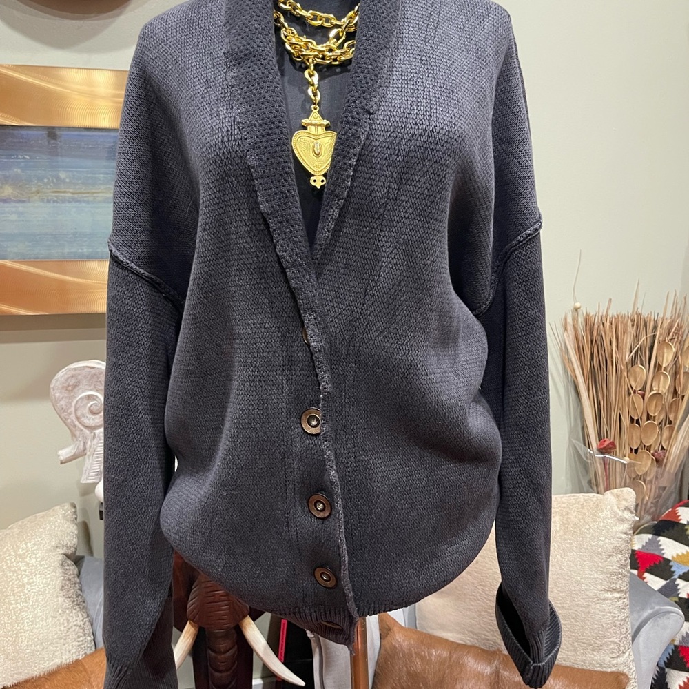 Free People Charcoal Button-Up Cardigan